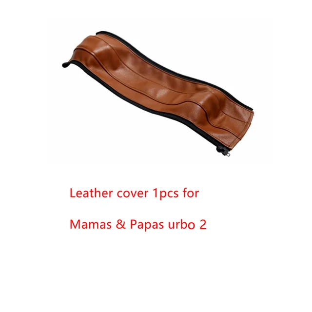 brown leather pram handle cover