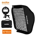 Godox ajustable Flash Softbox רשת 80 ס"מ * 80 ס"מ + סוגר מסוג S + ערכת הרכבה לרשת חלת דבש לצילומי סטודיו פלאש ספידלייט