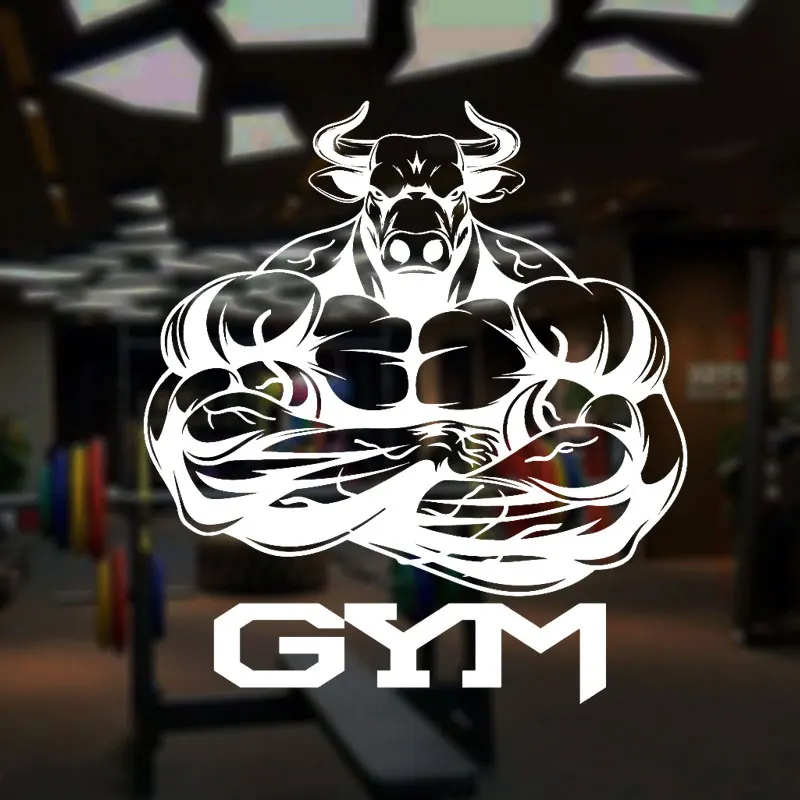 Acquistare Arredamento Per La Casa Gym Logo Bull Muscles Bodybuilder Wall Stickers Vinyl Home Decoration Gym Club Fitness Decals Removable Self Adhesive Mural