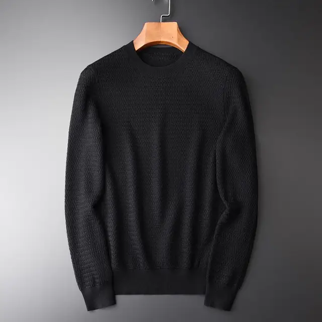 3XL 4XL Solid Color Slim Fit Mens Sweaters