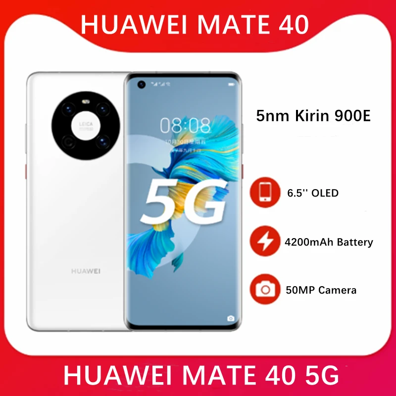 Original HUAWEI MATE 40 5G SmartPhone 6.5'' OLED Screen 4200mAh Battery 5nm Kirin 9000E Main Camera 50MP Mobile Phone