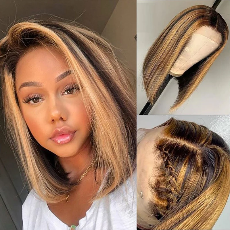 blonde highlights on brown hair wig