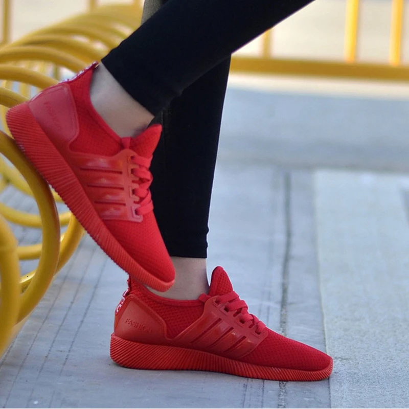 all red running shoes women's