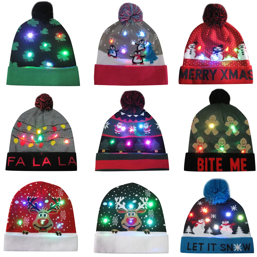 led christmas beanie hat