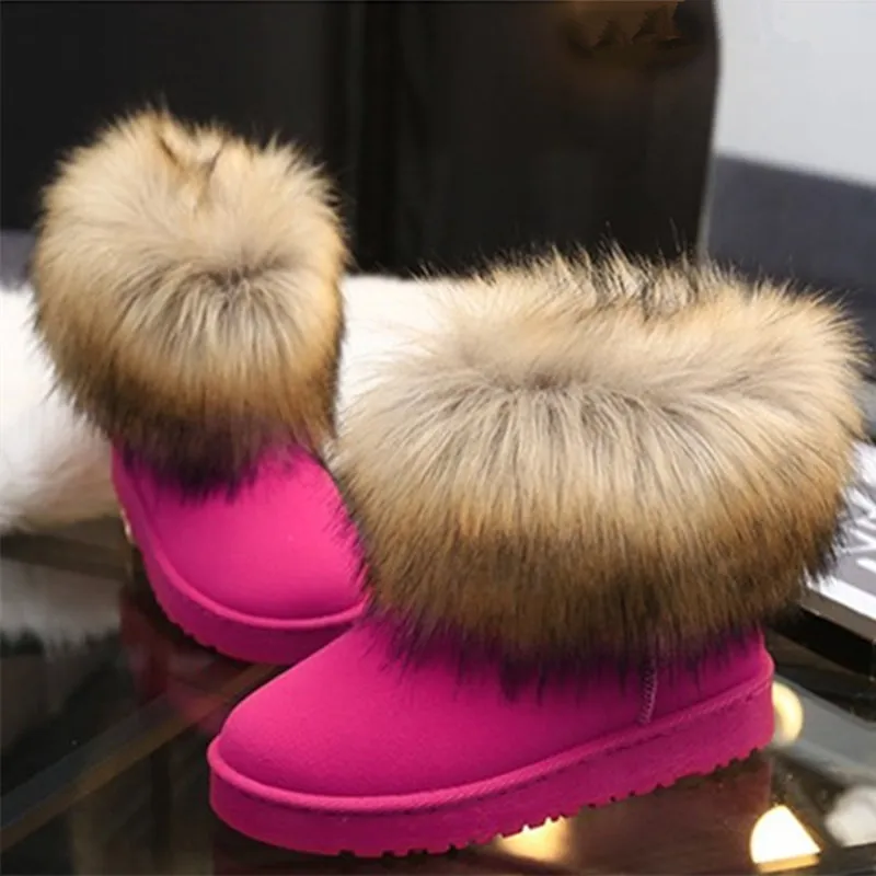 Fox fur snow boots women's boots plus 