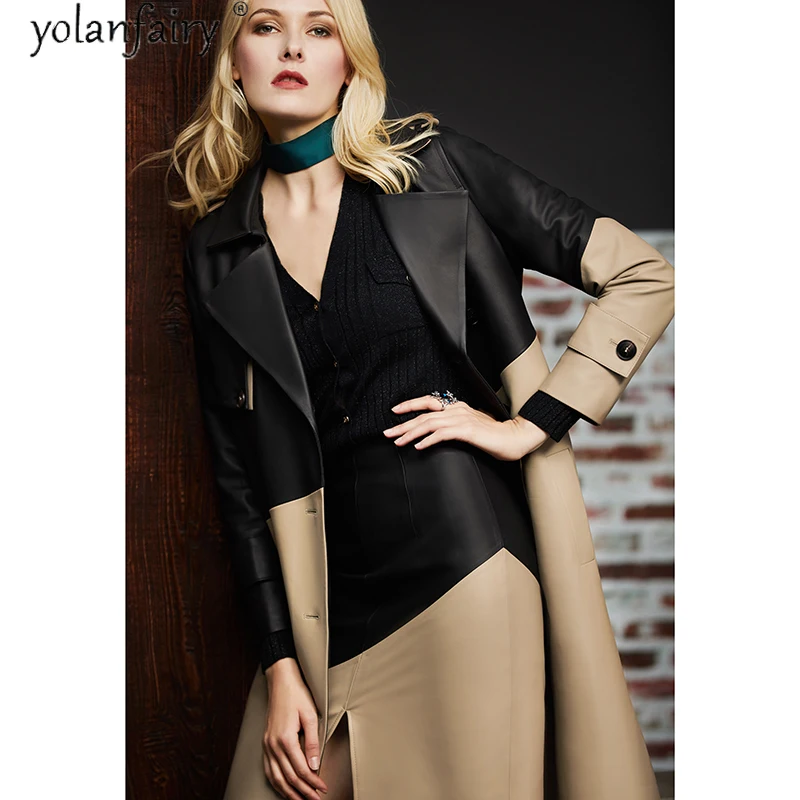 Real Leather Jacket Women autumn Long 