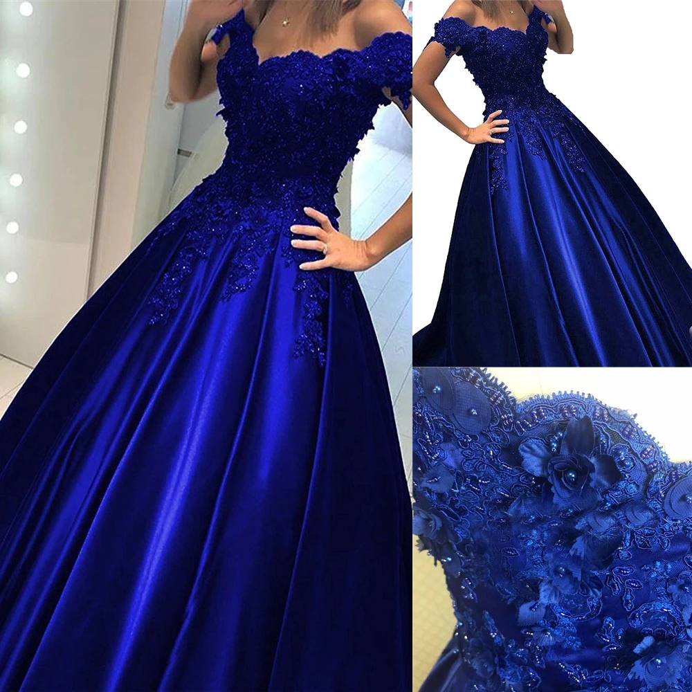 Gothic Royal Blue Wedding Dresses Long 