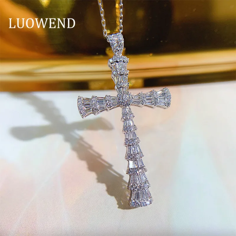 18K White Gold Pendant Necklace Real 