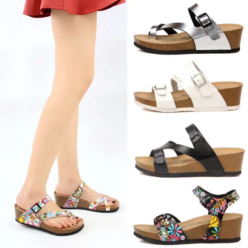 Women Sandals Soft Cork Wedge 5cm High 