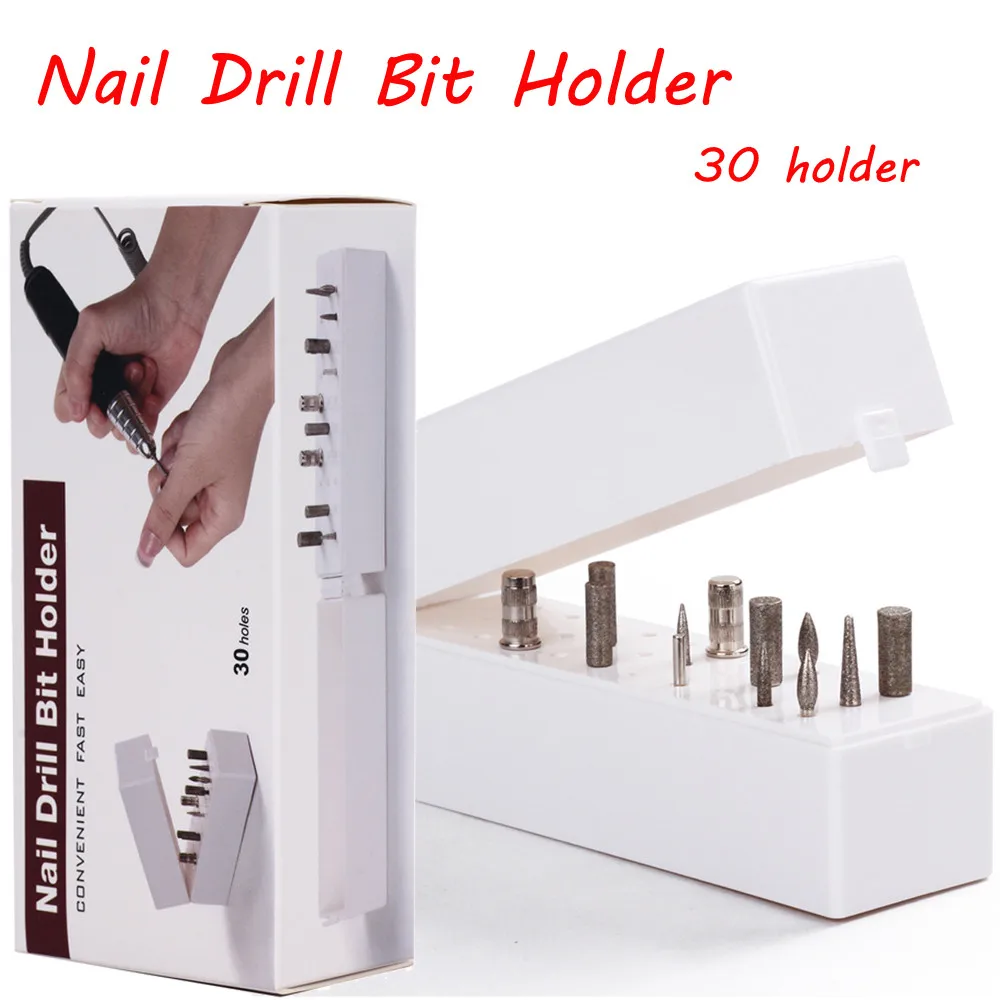 30 Holes Nail Drill Bits Holder Stand 