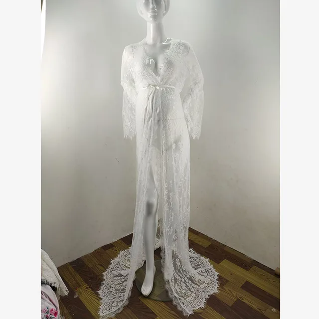 White Lace Tie Up Maternity Dress 