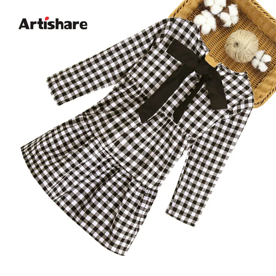 Dress Girl Casual Plaid Dress For 