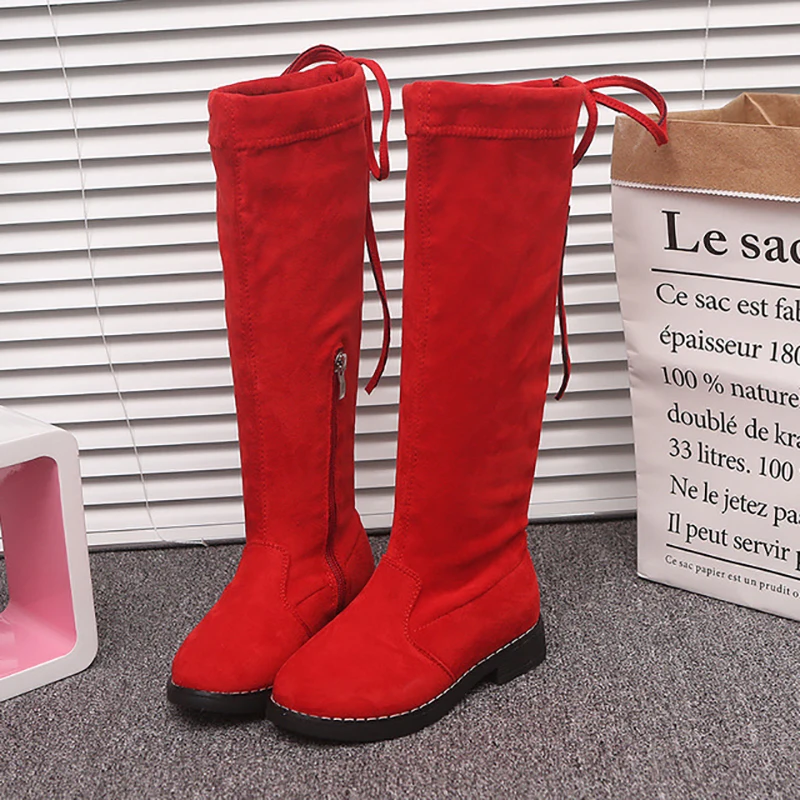 red lace up winter boots