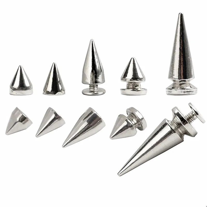 Mixed 10 Designs 120pcs Silver/Black Spikes And Studs For Clothes DIY Punk  Rock Screw Rivets For Leather Bag Shoes Handcraft