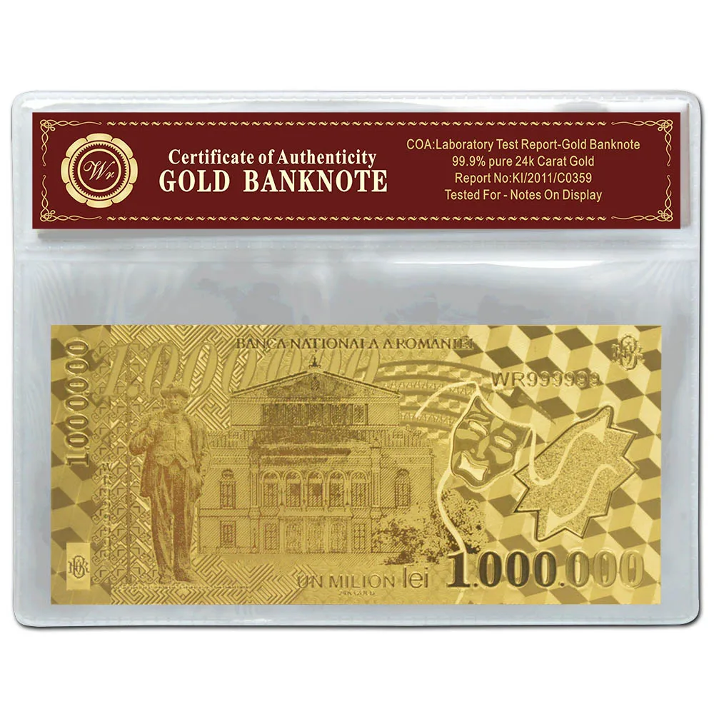 US Gold Banknote 1 Dollar Money In 24K Gold Plate Banknotes