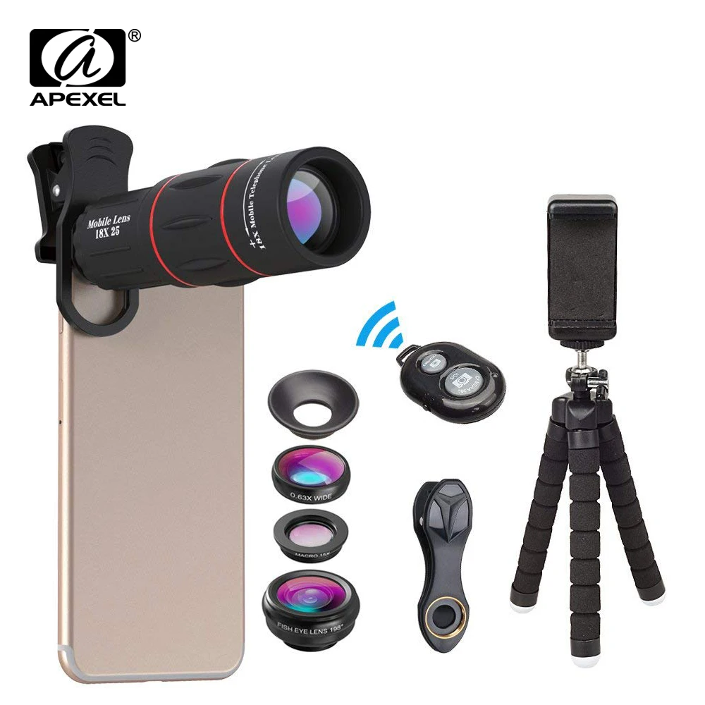 APEXEL 18X25 Monocular Zoom Telephoto Mobile Phone Lens With Tripod For  Camping Tourism Portable Spotting Scope Mini Telescope