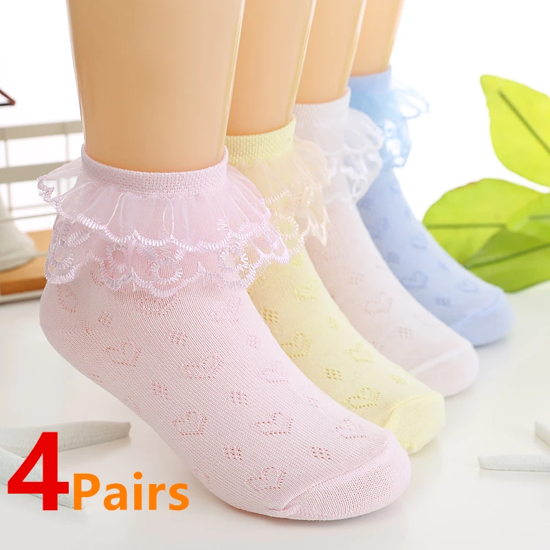 New Baby Girls Socks Kids Girl Frilly Lace Tutu Socks Cotton Children Dance  Princess Sock Flowers Ruffled Solid Ankle Socks