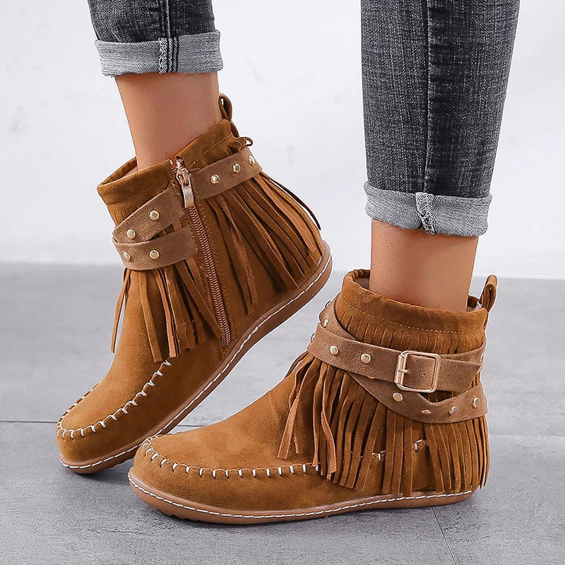 boots with tassels women's