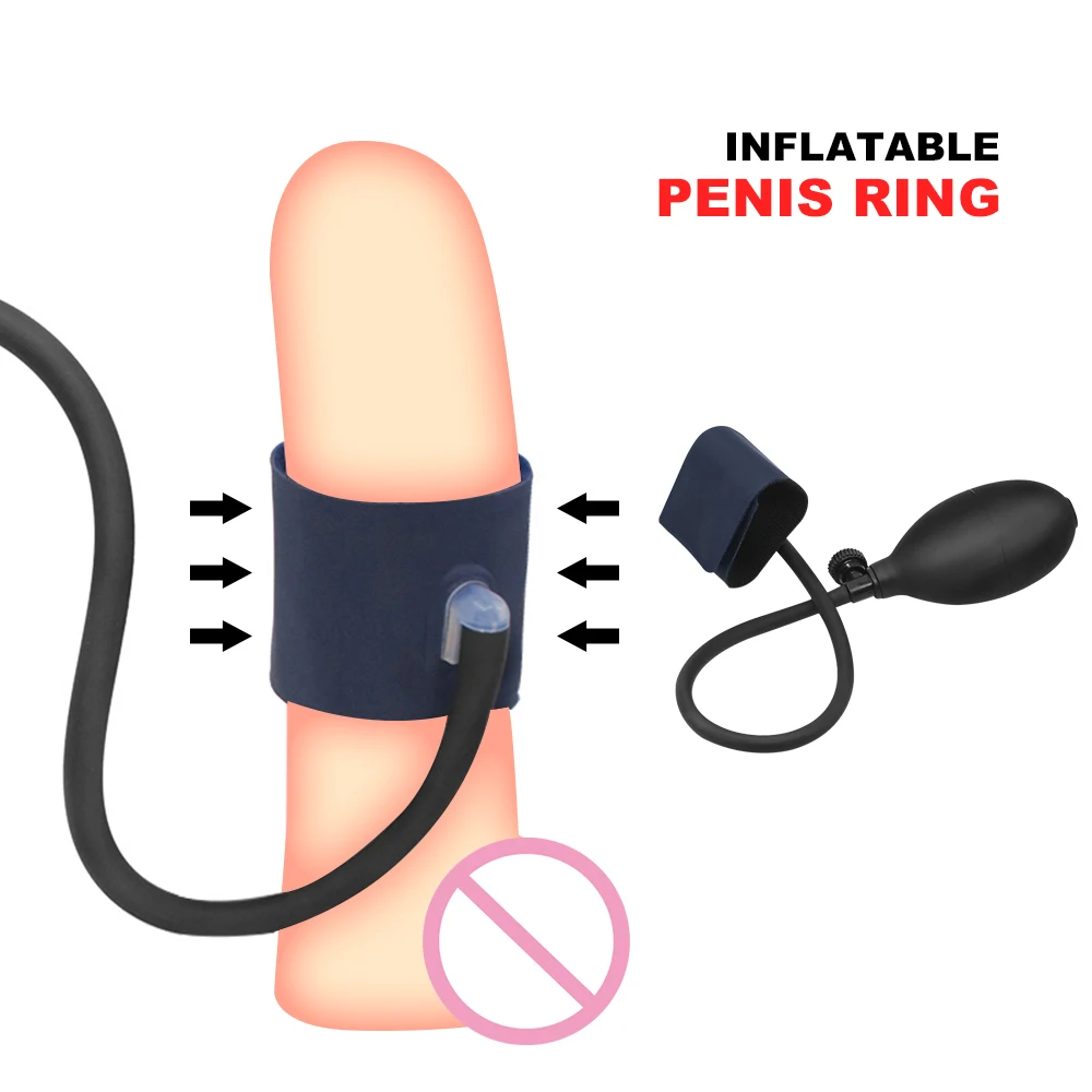 Купить Секс товары | Inflatable Penis Ring Pump Strong Delay Ejaculation  Sex Toys for Men Erection Penis Enlargemen Scrotum Sleeve Cock Rings