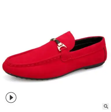 men's red leather loafers