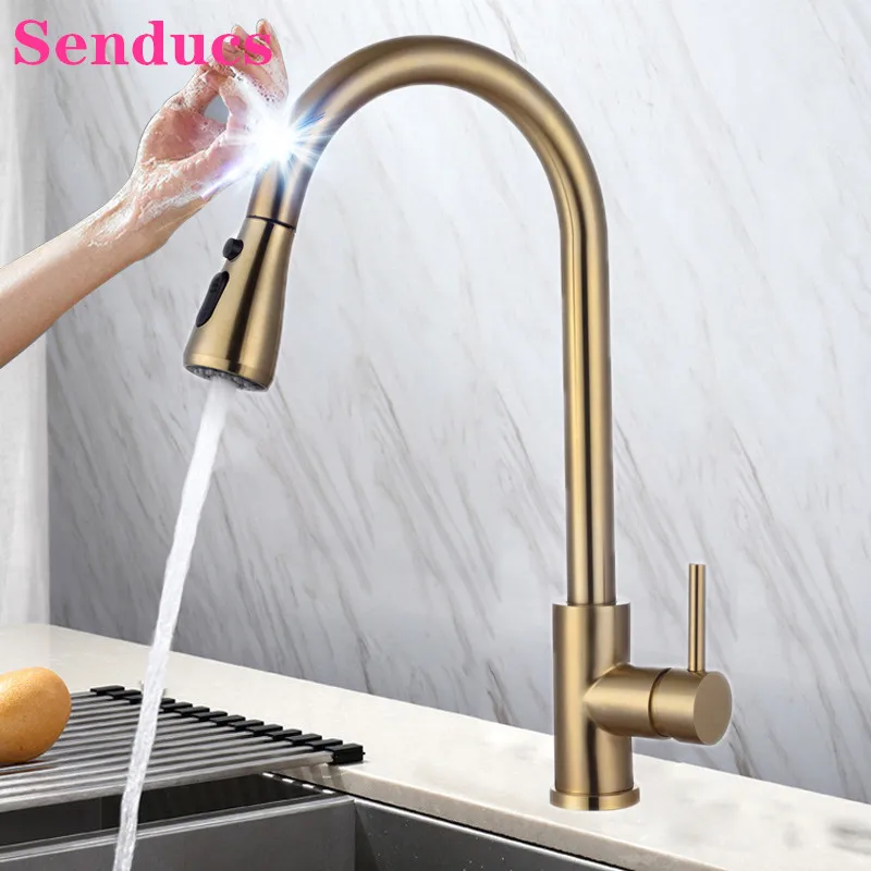 Купить Кухонная крепеж Smart Touch Kitchen Faucets Of Brushed Gold