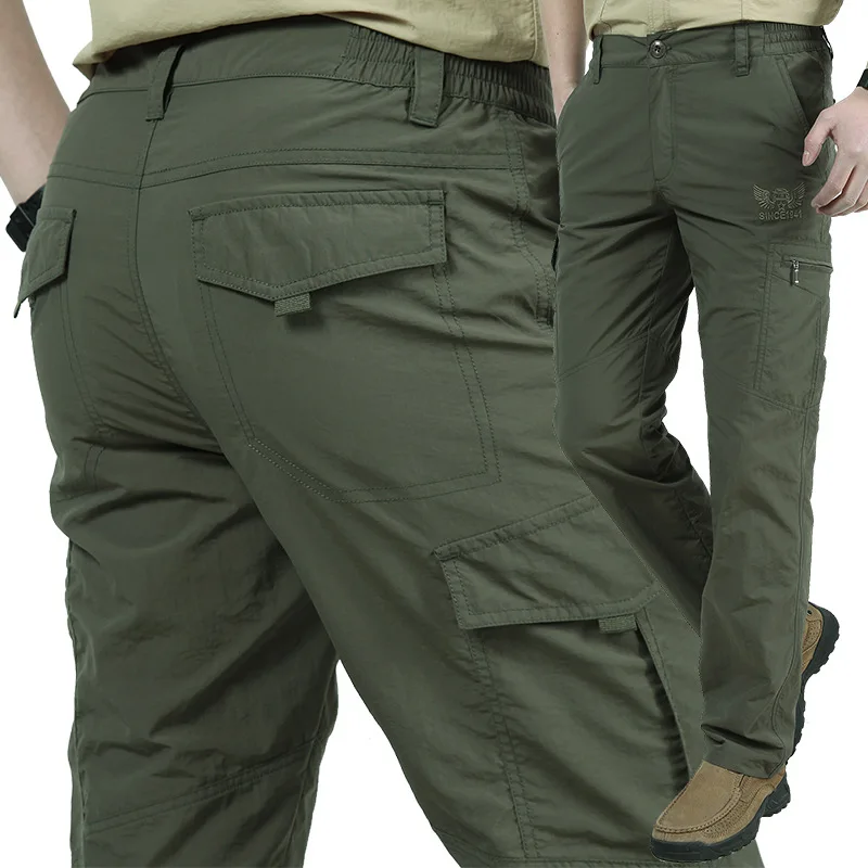 Men's Lightweight Tactical Pants Breathable Summer Casual Army Military Long Trousers Male Waterproof Quick Dry Cargo Pants
