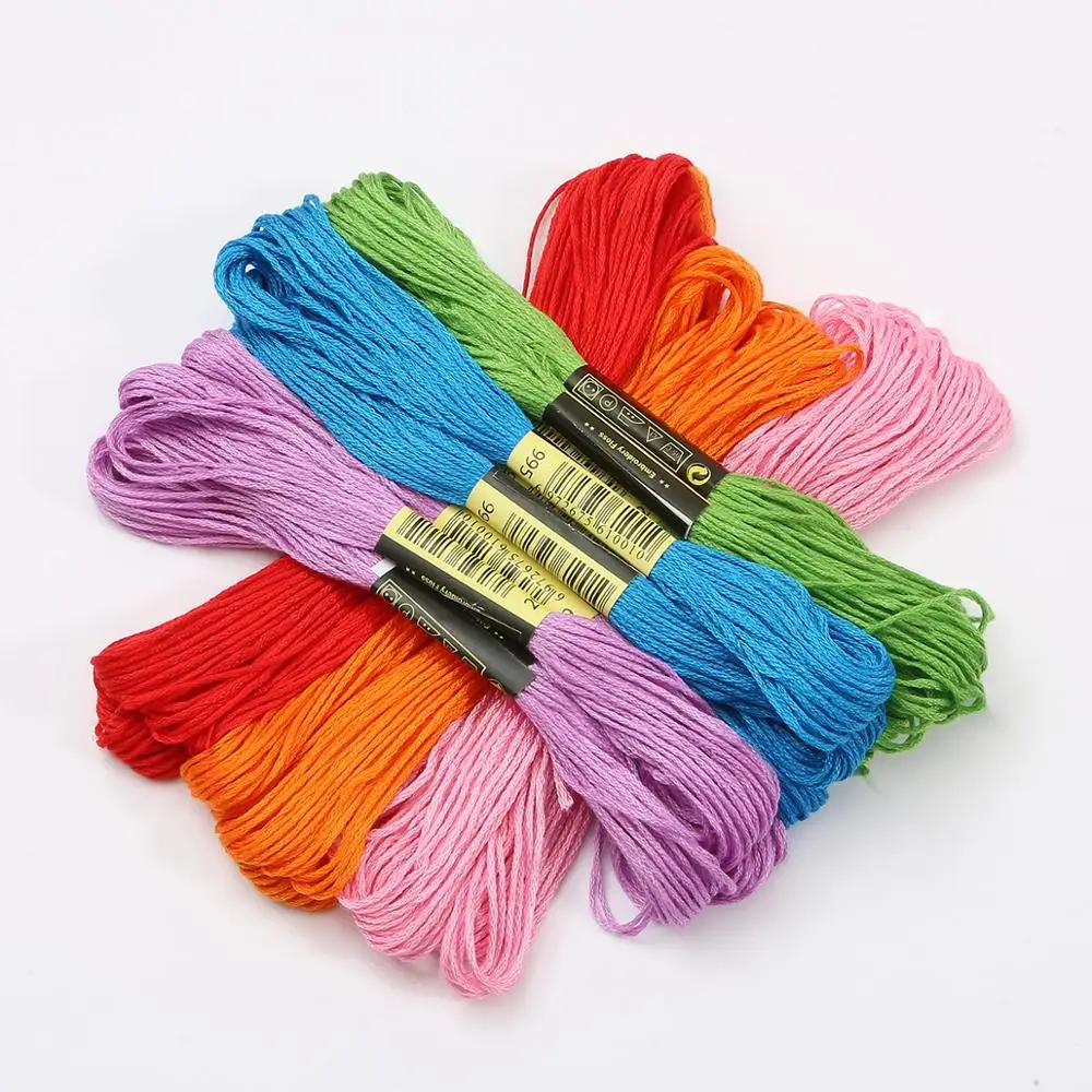 8Pcs/lot 7.5m Silk Line Cotton Cross Stitch Thread Sewing Skeins Embroidery  Thread Floss Kit