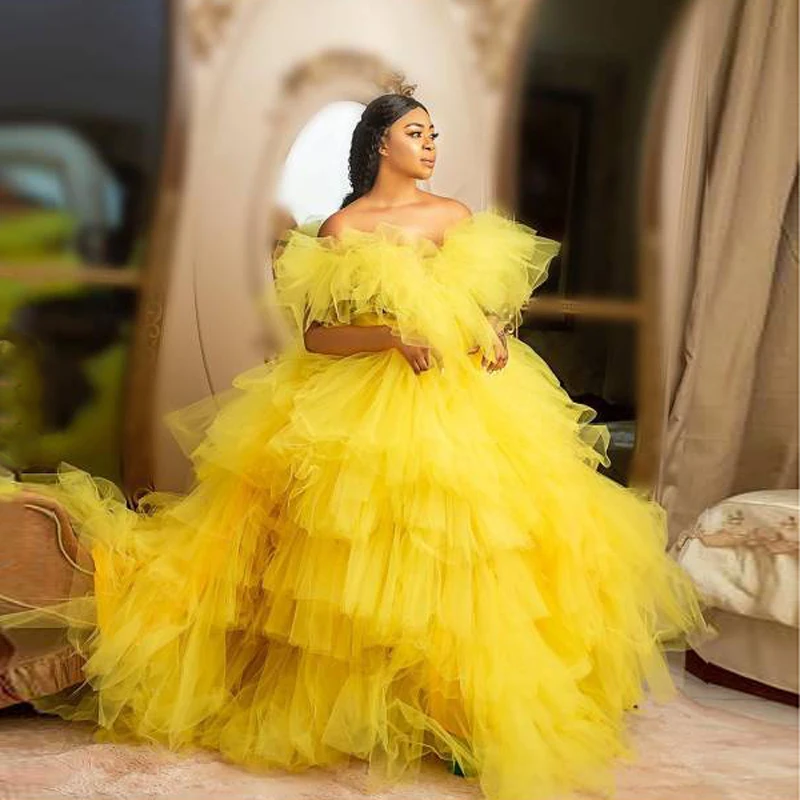 tulle yellow dress