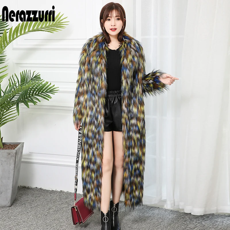 Warm oversized shaggy furry coat