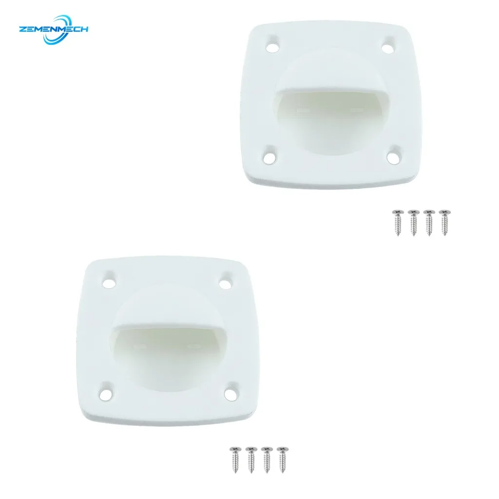 Купить Рыбная ловля 2PCS White Nylon Recessed Flush Sliding Door Handle Pull Square Hatch Pull