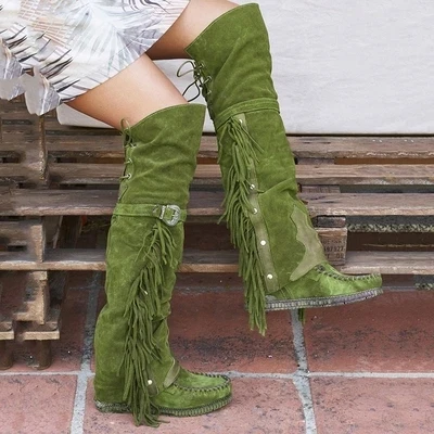 cute knee high flat boots