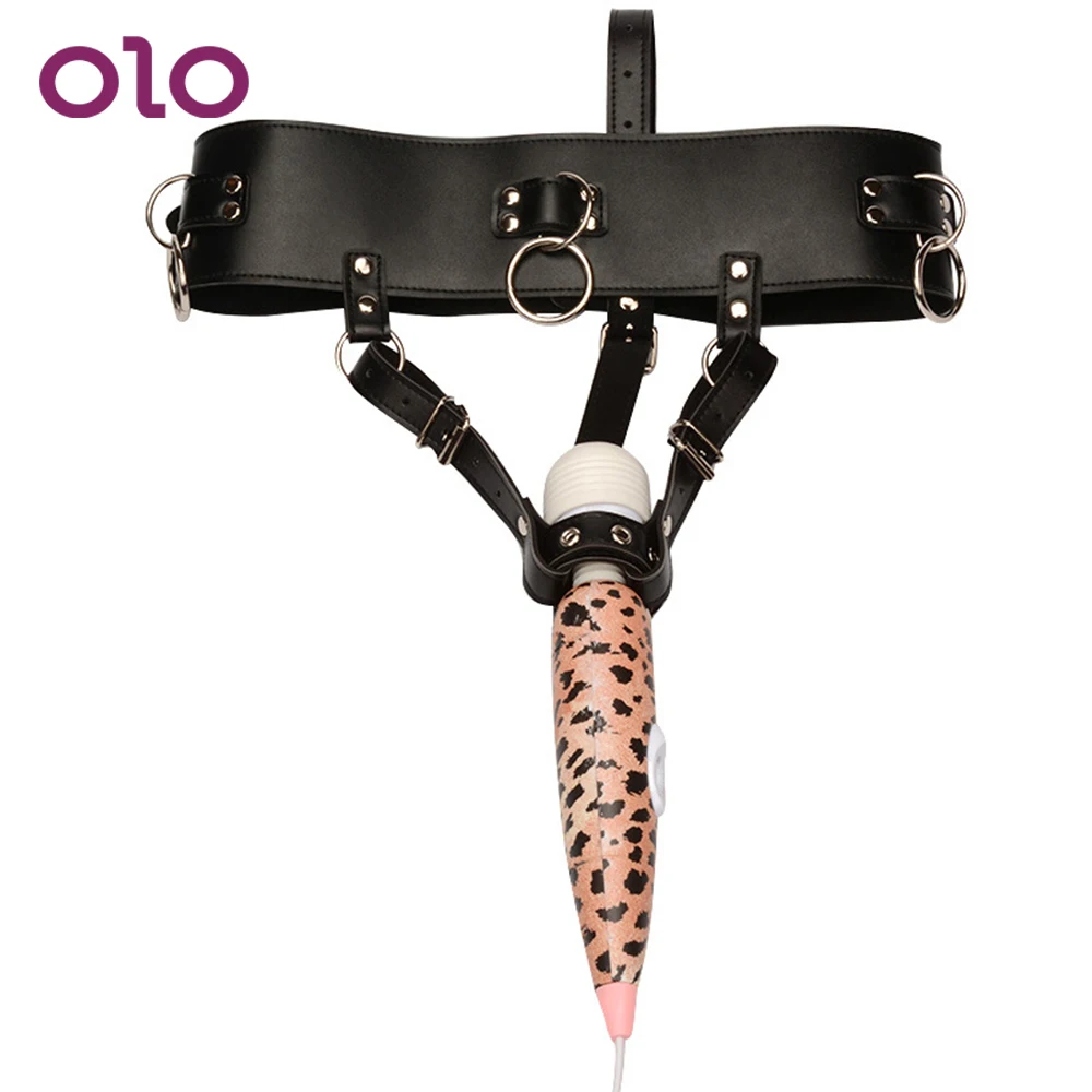 Купить Секс товары | OLO Magic Wand Vibrator Holder PU Leather Forced  Orgasm Belt Chastity Harness Strap SM Bondage Female Masturbator Sex Toys