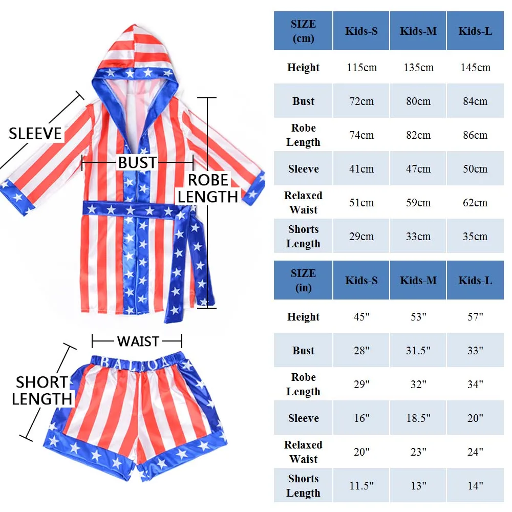 Acquistare Costumi e accessori | Rocky Balboa Apollo Boxing Robe World  Champion Costume Kids American Flag Boxing Costume Outfit Hooded Cloak Robe  Belt Shorts