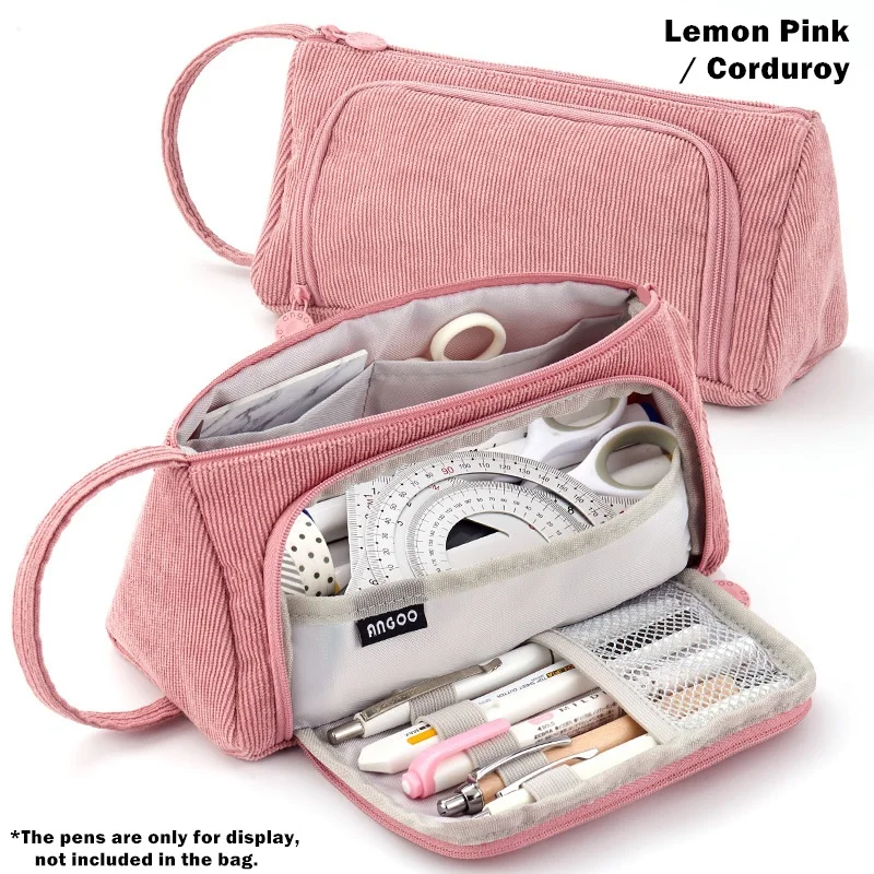 Angoo Twin Storage Pen Bag astuccio Multi Slot Layer Cute Handle borsa di  grande capacità sacchetto di cancelleria scuola A6736
