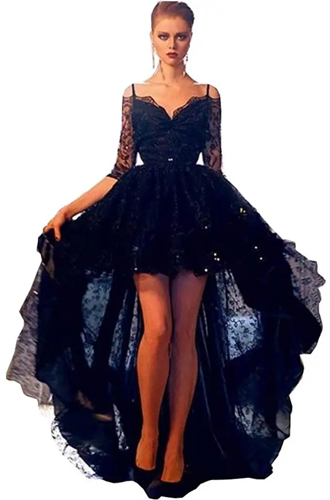 קנו שמלות לנשף | High Low Lace Black 