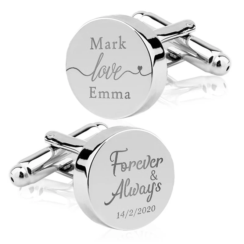 Engrave Initial Cufflinks for Wedding Birthday Groomsmen Gift Stainless Steel Cufflinks Statement Jewelry-animated-img