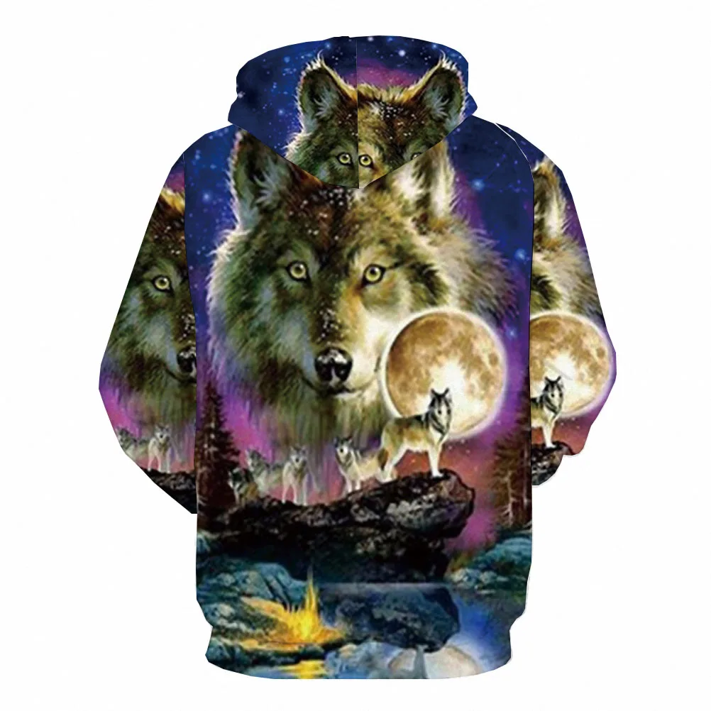 KYKU Brand Wolf Sweatshirts men Moon 