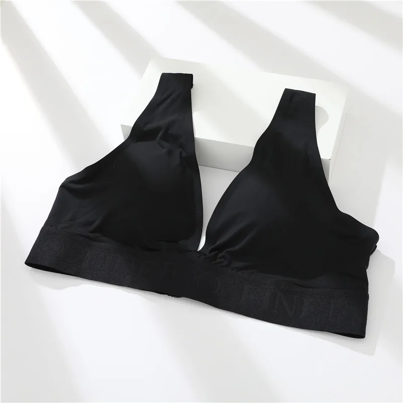 Women Seamless Bras Deep V-Neck Bra Front Closure Underwear Sports