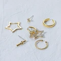 6 pieces/set 925 Sterling Silver Micro Zircon Star Hoop Earring Set Exquisite Hip hop Party Earrings preview-6