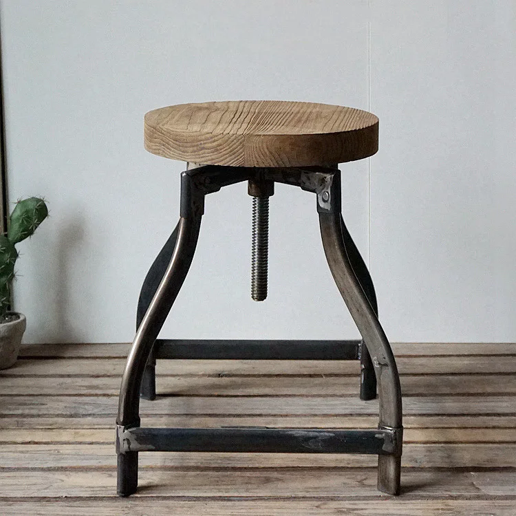 wooden industrial stools