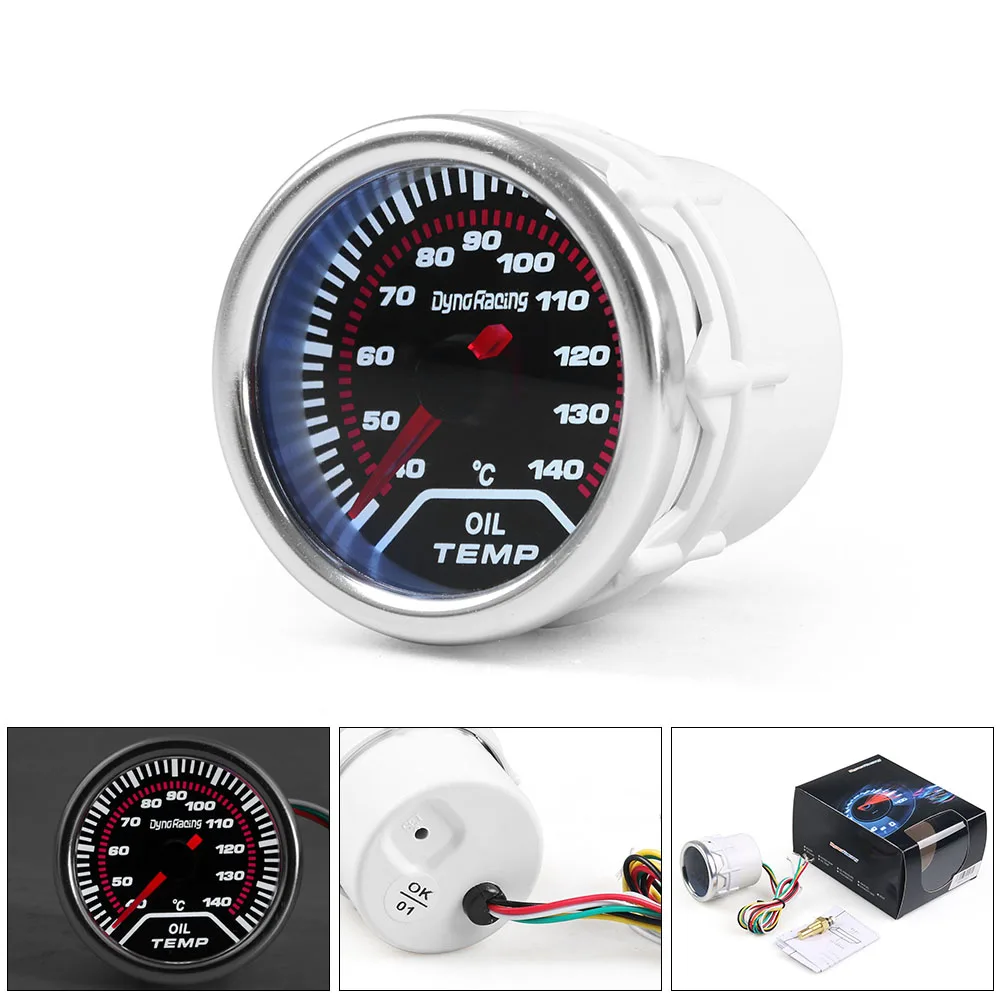 Dynoracing 2inch 52mm Smoke lens Car pointer Oil temp gauge 40-140 Celsius degree Oil Temperature meter car meter-animated-img