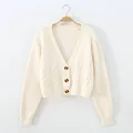 Short style high-waisted slim plastic sweater women 2023 spring new single-breasted knitted cardigan twist small jacket preview-3