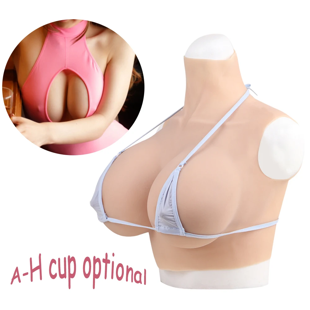 A-HCup Realistic Silicone Fake Chest Water Drop Breasts Form Cosplay Boobs for Drag Queen Sissy Crossdresser Transgender Shemale-animated-img