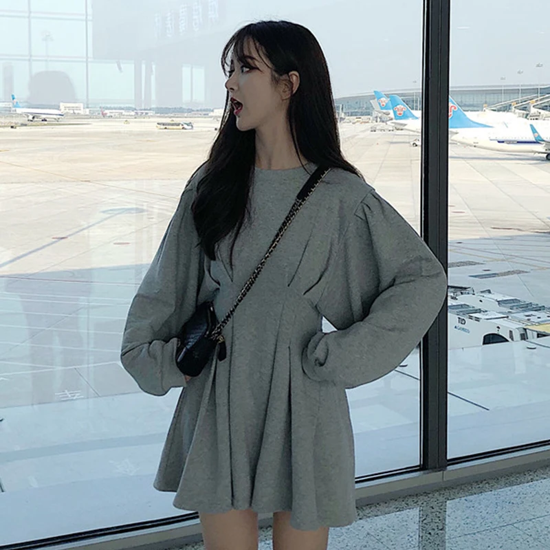 Korean Fashion Slim Fit Grey Hoodie 