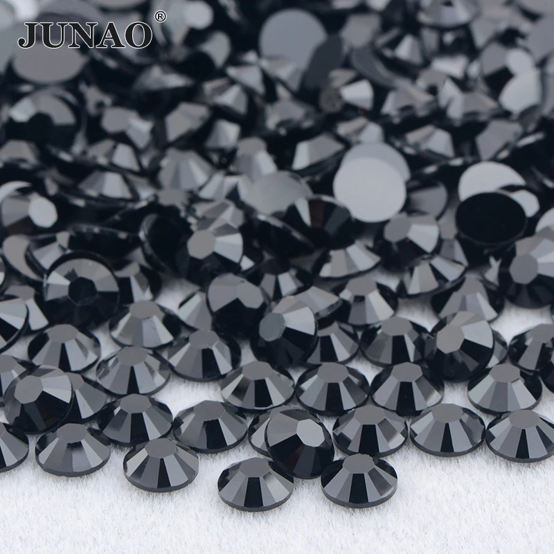 Super Glitter Rhinestones Black Shiny SS4-SS30 Non HotFix FlatBack Glass  Rhinestone Dress Decorations