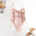 Women Teddy lingerie Sexy Underwear Erotic Corset Lace Mesh Sleepwear Nightwear  Embroidered strap one-piece sexy pajamas preview-2