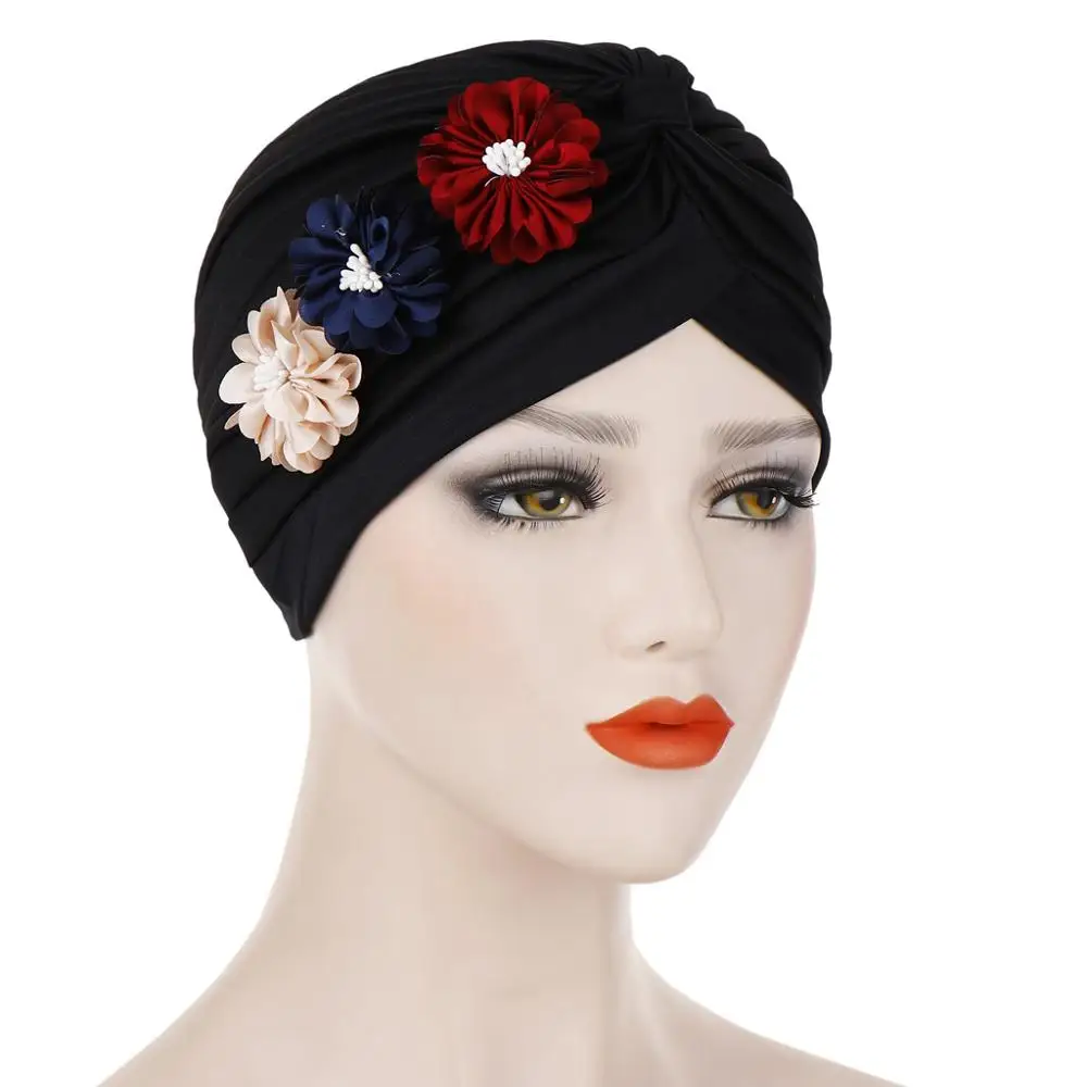Trendy flower turban caps women hijab 