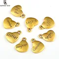 Alloy Mom Charms Pendant Engraved Daughter Son Brother Sister Dad Vintage Peach Heart Charm For DIY Family Jewelry Making 10Pcs