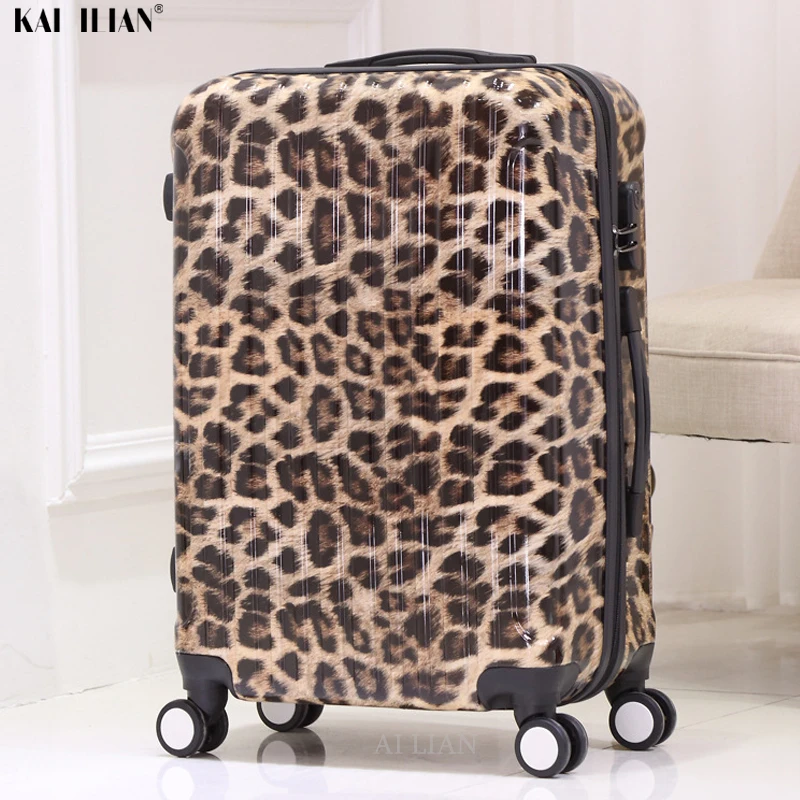 animal print rolling luggage