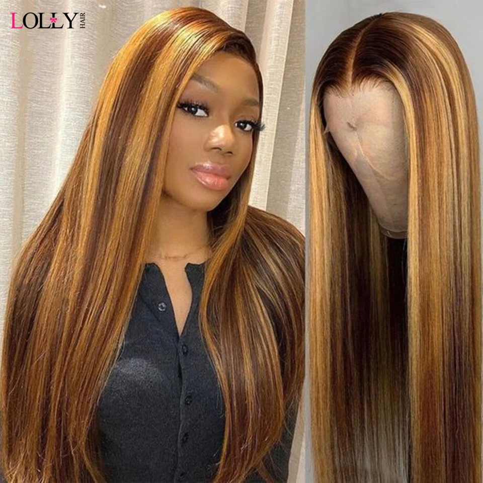 honey blonde straight lace front wig